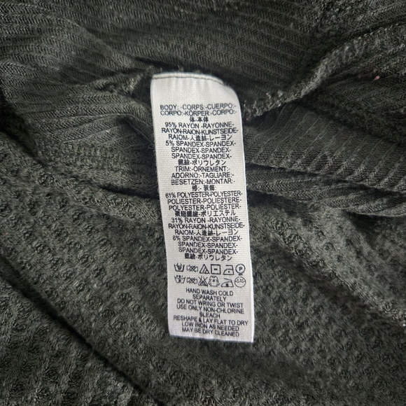 We the Free Womens Catalina Thermal Long Sleeve Top M Green Waffle Knit Boho - Picture 5 of 5